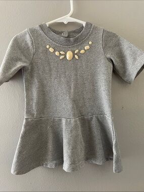 Jillian’s Closet Gray Short-Sleeve Jewel Peplum Top